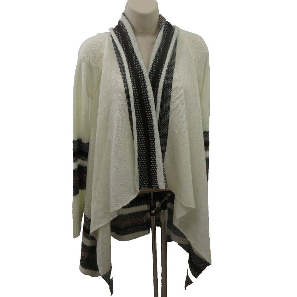 Knit Heart Soul Open Cardigan Sz Small Shawl Collar Western BOHO Asymmetric Hem